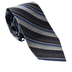 Ryan Seacrest Distinction 3” Slim Tie Gray Blue Striped Modern Officecore